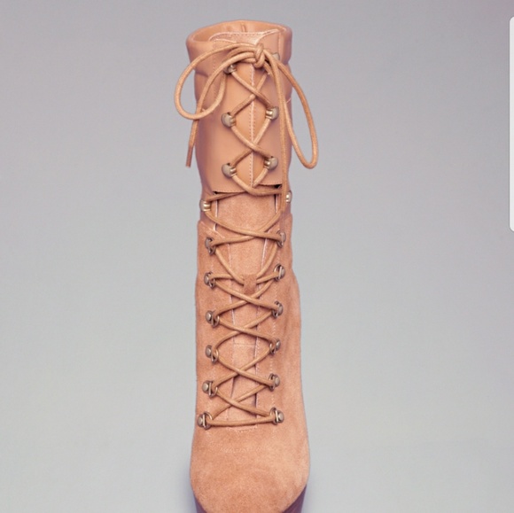 Bebe Evie suede lace up ankle boots sz10 Tan NWT - Picture 2 of 7